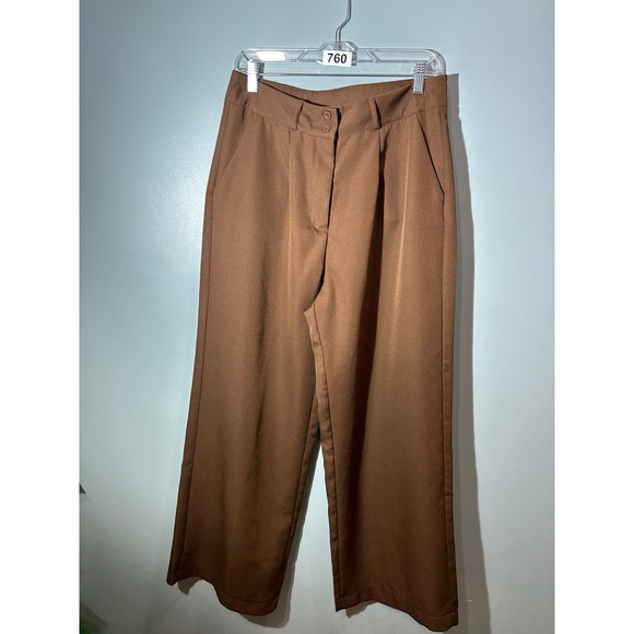 SHEIN Pants - SHEIN Women Brown High Waisted Wide Leg Trousers Dress Pants Size XL 12
